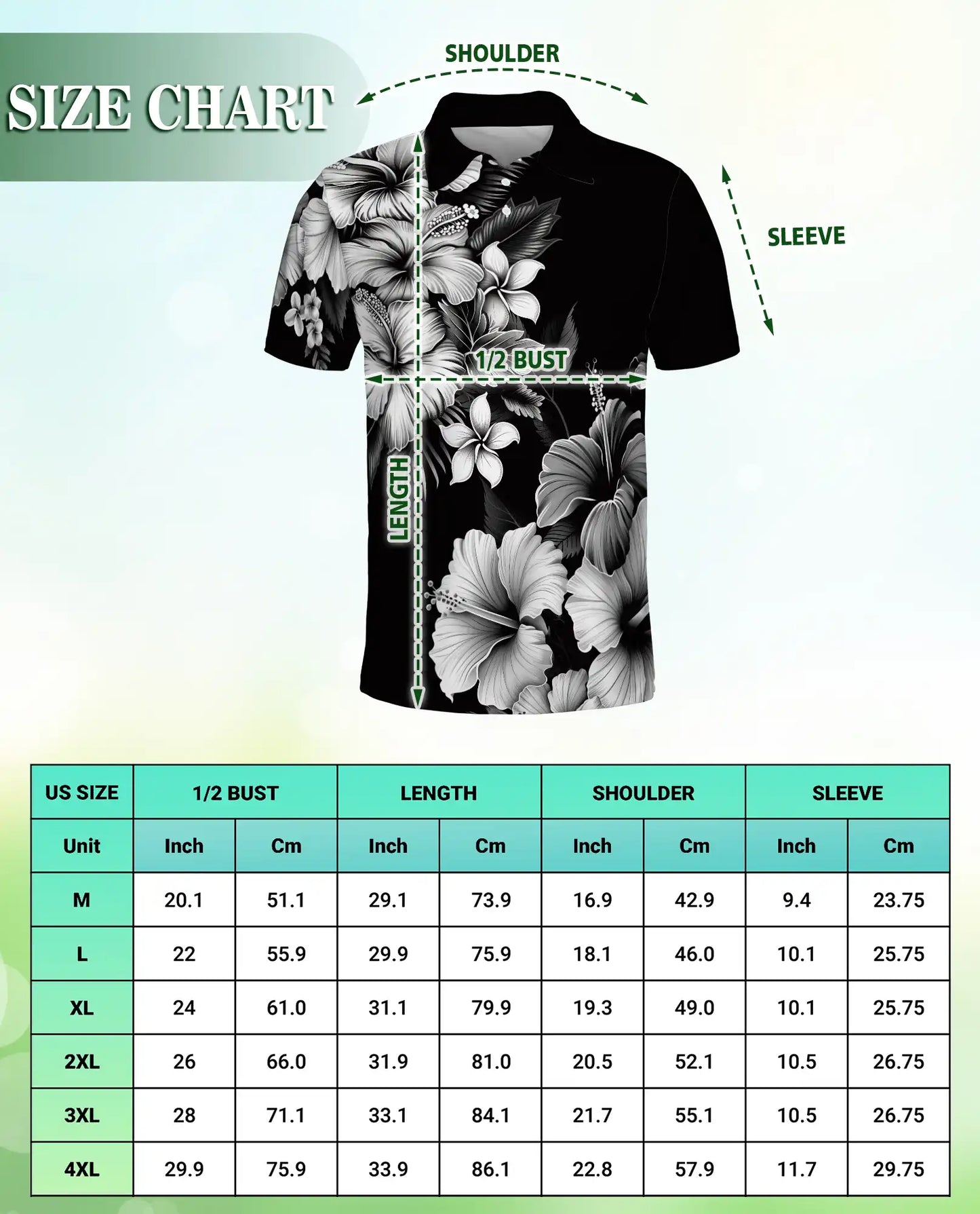 Black White Hibiscus Floral Polo Shirt for Men-Tropical Flower Summer | Azhawaiian