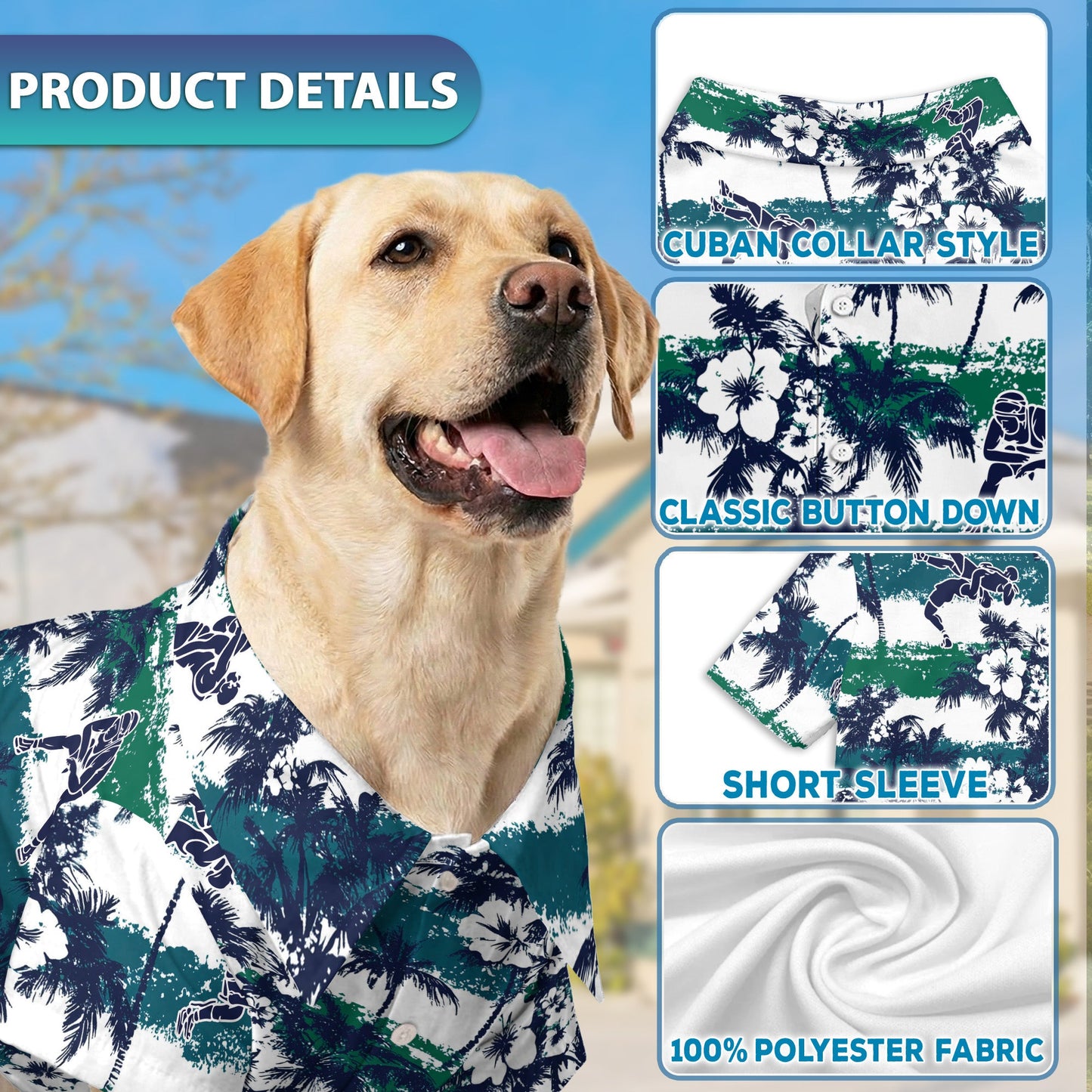 Wrestling White Palm Matching Dog Owner Hawaiian Shirts, Funny Pet Aloha Shirt for Beach Vacation - Azhawaiian