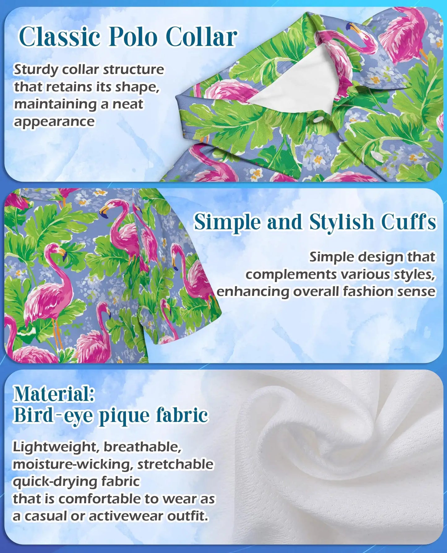 Pink Flamingo Polo Shirt - Tropical Garden Resort Style | Azhawaiian