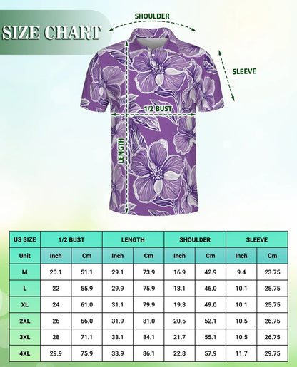 Purple Floral Polo Shirt, Elegant Summer Style | Azhawaiian