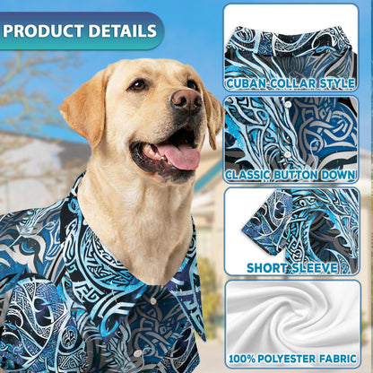 Fenrir Blue Matching Dog Owner Hawaiian Shirts, Funny Pet Aloha Shirt for Beach Vacation - Azhawaiian