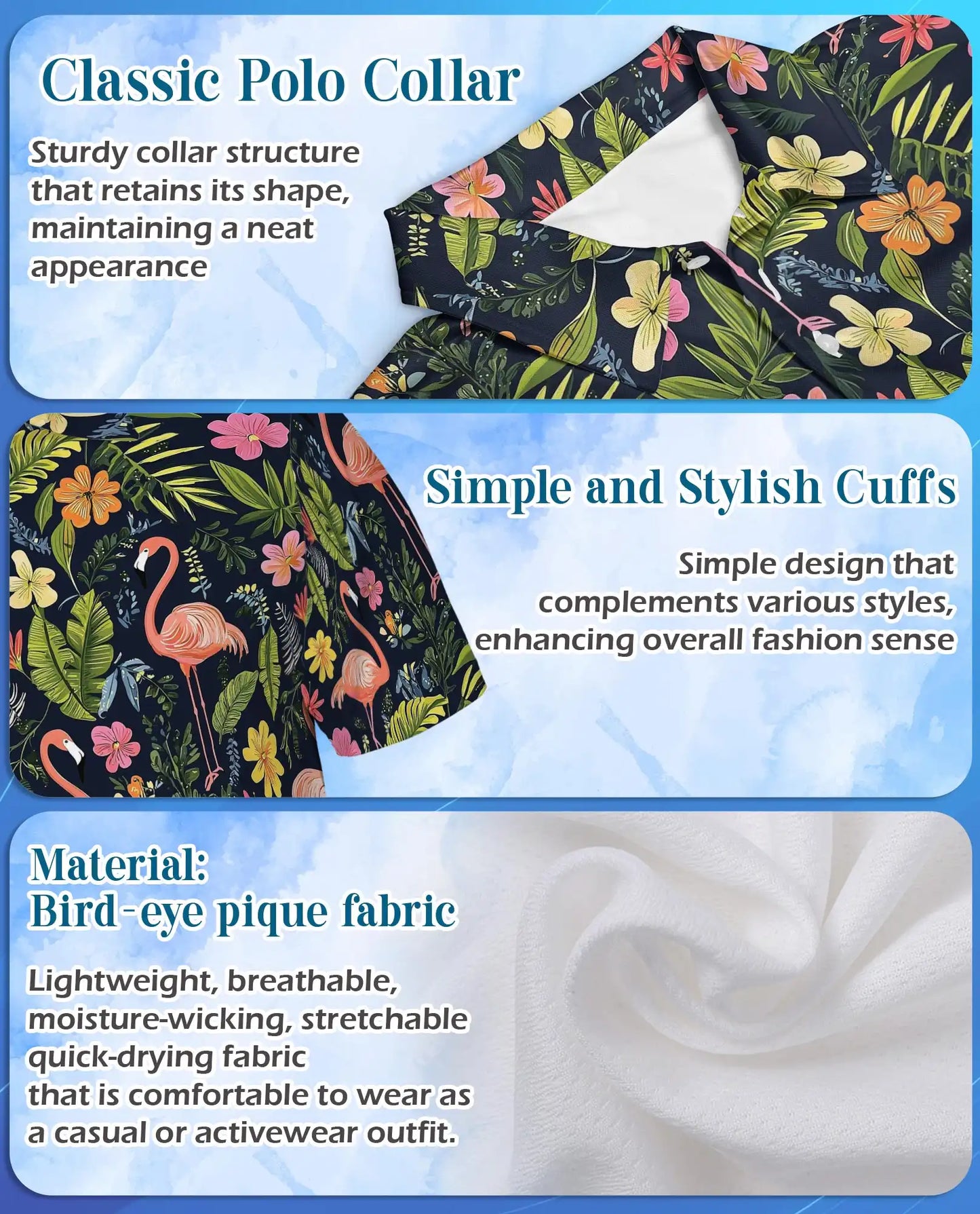 Flamingo Floral Polo Shirt, Tropical Summer Style | Azhawaiian