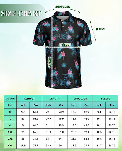 Bicycle Hawaiian Polo Shirt, Floral Summer Style | Azhawaiian