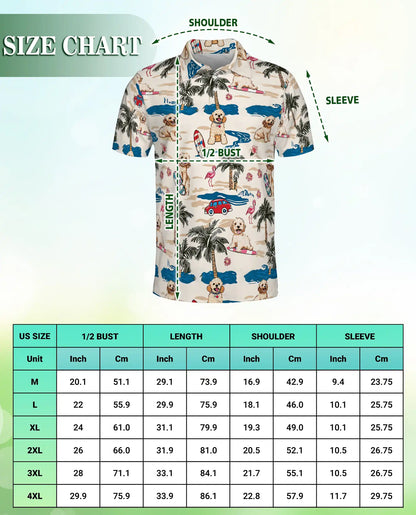 Cute Dog Beach Hawaiian 3D Polo Shirt for Men | Azhawaiian