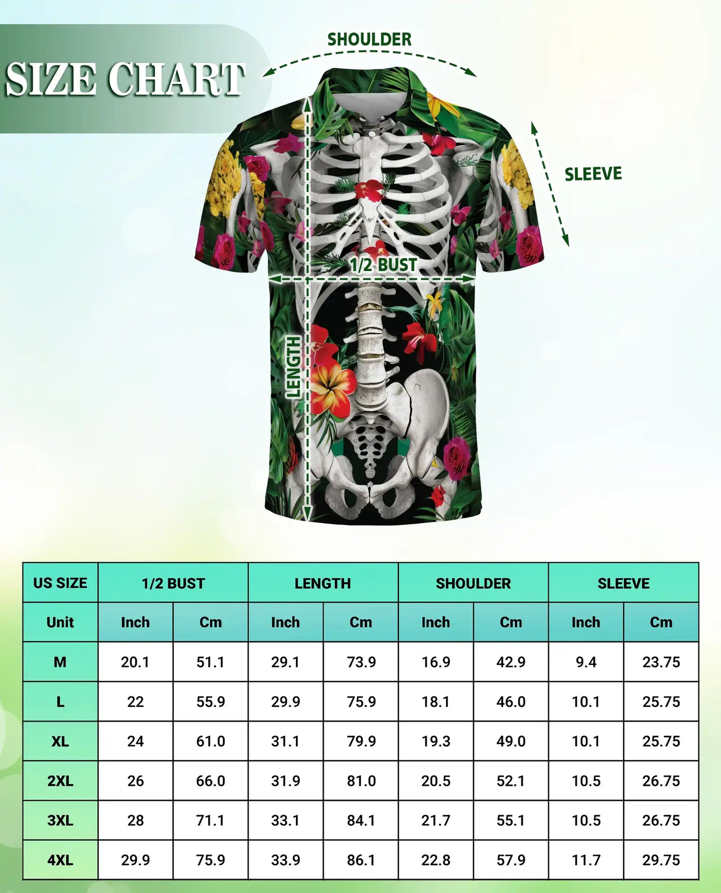Skeleton Floral Hawaiian Polo Shirt for Men | Azhawaiian