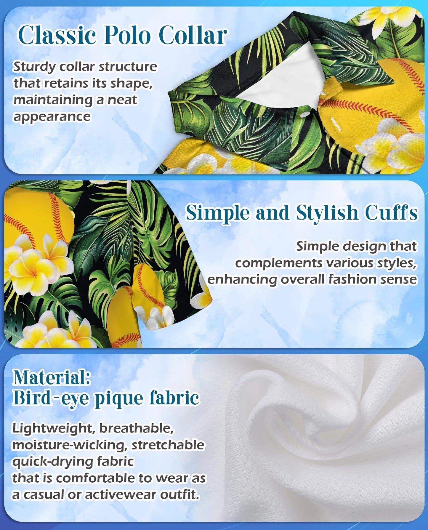 Softball Plumeria Polo Shirt for Men, Tropical Floral Style | Azhawaiian