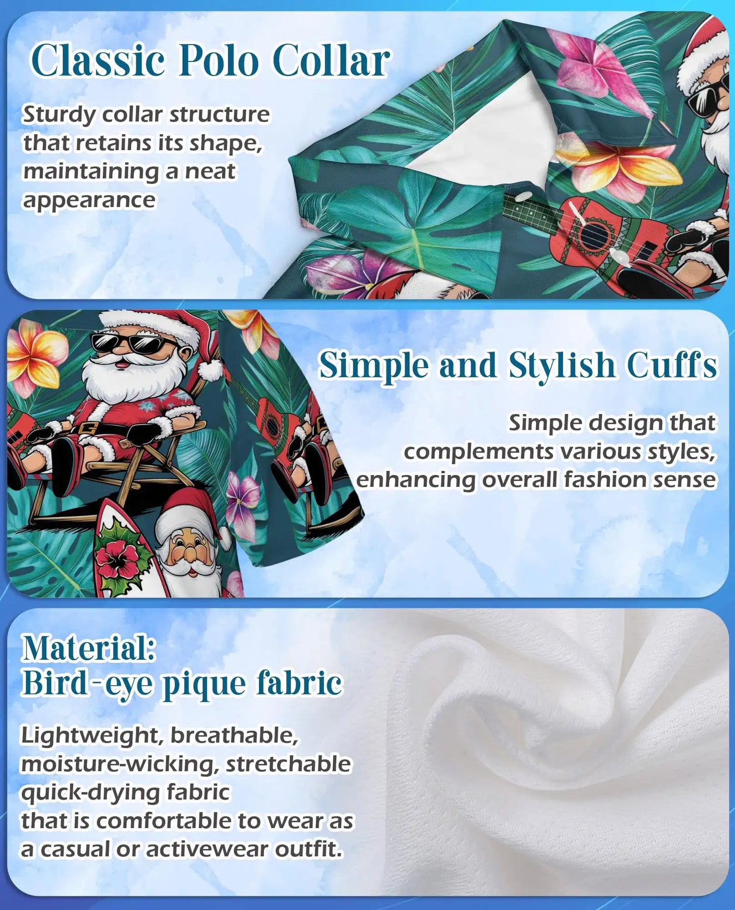 Tropical Santa Polo Shirt - Beach Christmas Surfing Holiday Design | Azhawaiian