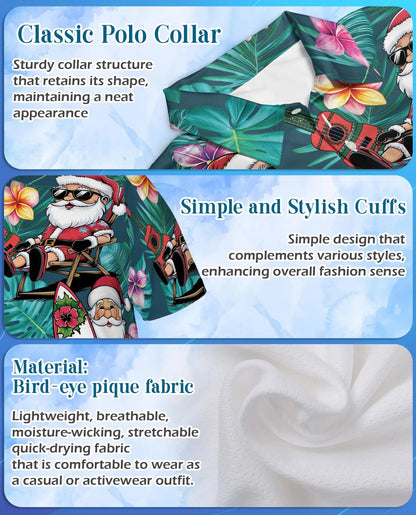 Tropical Santa Polo Shirt - Beach Christmas Surfing Holiday Design | Azhawaiian