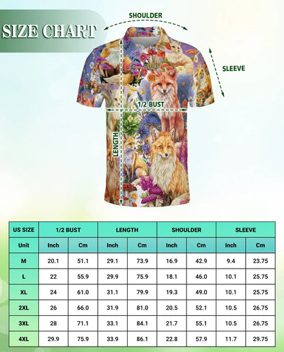 Fantasy Fox Garden Polo Shirt Enchanted Woodland Floral Animal Art | Azhawaiian