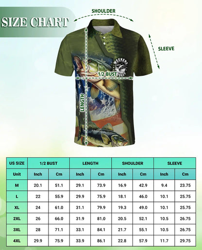 Weekend Hooker Bass Fishing 3D Polo Shirt for Men, Patriotic Angler Style | Azhawaiian