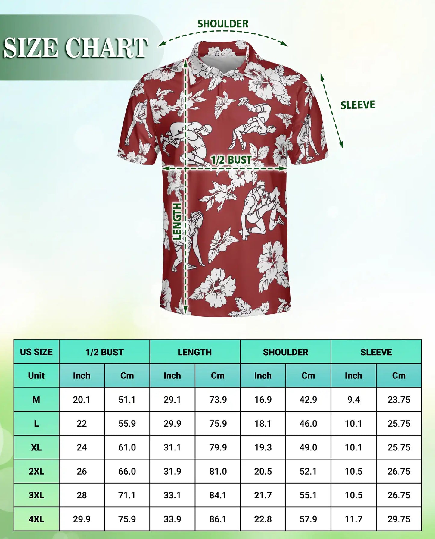 Red Hawaiian Wrestling Polo Shirt, Retro Style | Azhawaiian