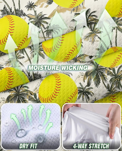 Tropical Palm Tree And Softball Sleeveless Polo Shirt for Women | Azhawaiian