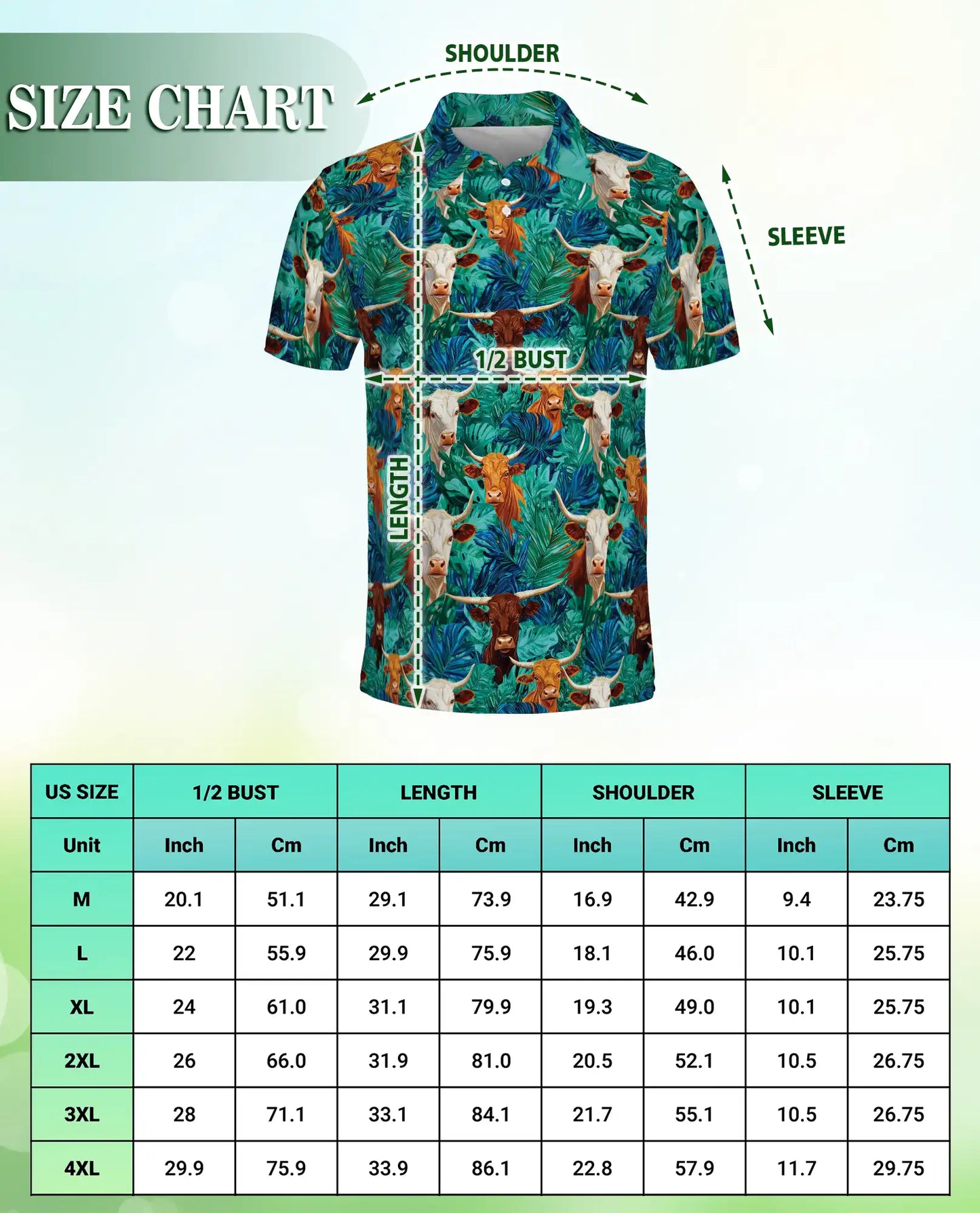 Longhorn Cattle Hawaiian 3D Polo Shirt for Men | Azhawaiian