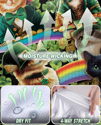 Saint Patrick's Day Cats Shamrocks Sleeveless Polo Shirt for Women | Azhawaiian