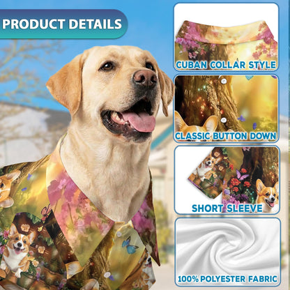 Cute Corgi Hawaiian Matching Dog Owner Hawaiian Shirts, Funny Pet Aloha Shirt for Beach Vacation - Azhawaiian