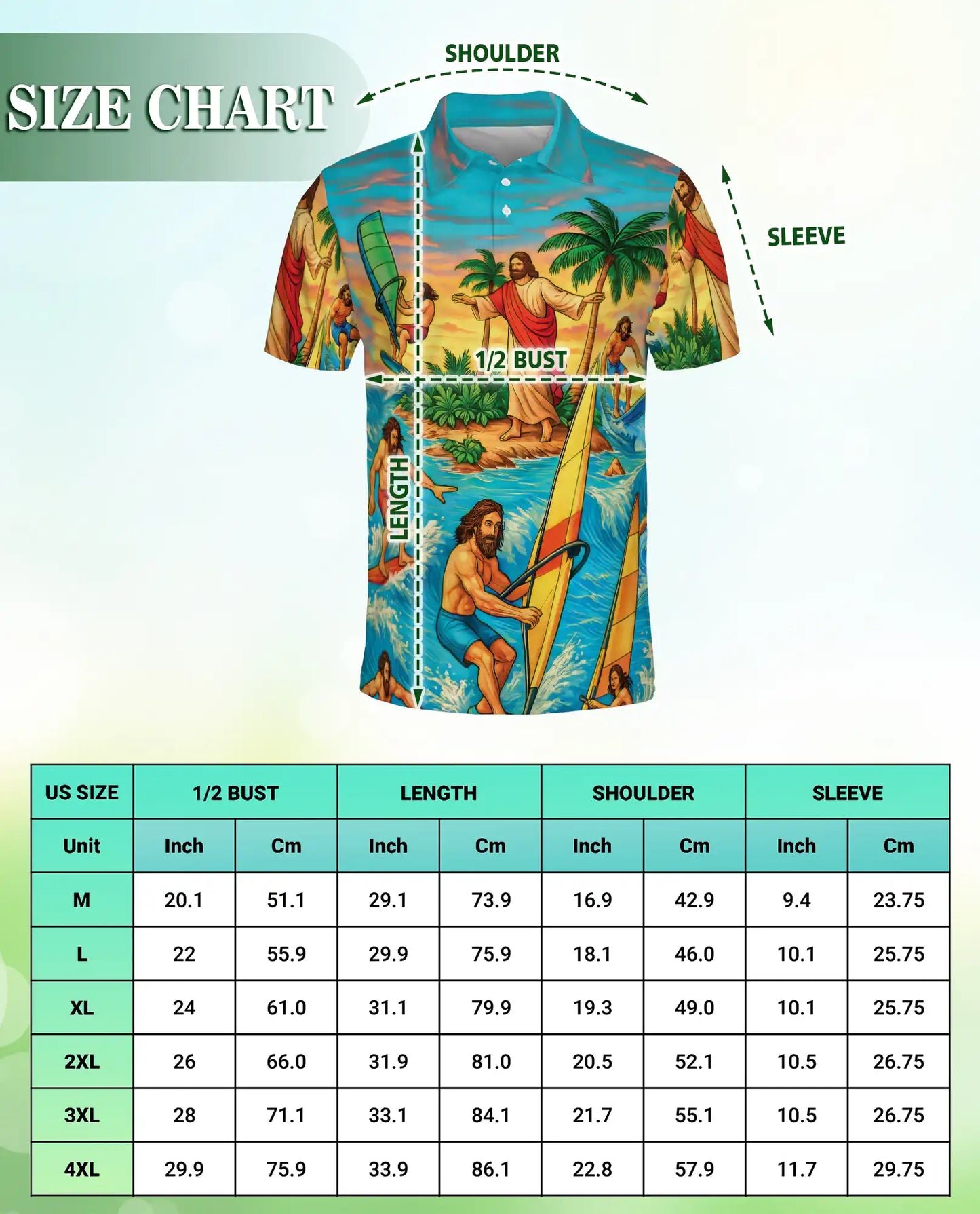 Jesus Surfing Tropical Beach 3D Polo Shirt for Men, Christian Summer Island Style | Azhawaiian