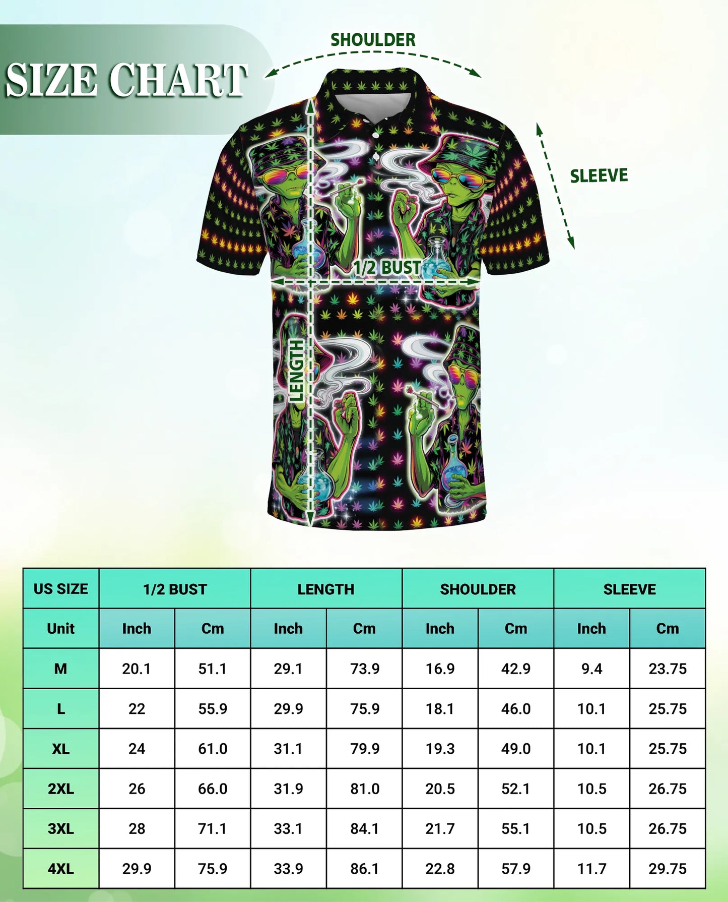 Funny Alien Neon 3D Polo Shirt for Men, Psychedelic Space Style | Azhawaiian