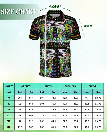 Funny Alien Neon 3D Polo Shirt for Men, Psychedelic Space Style | Azhawaiian