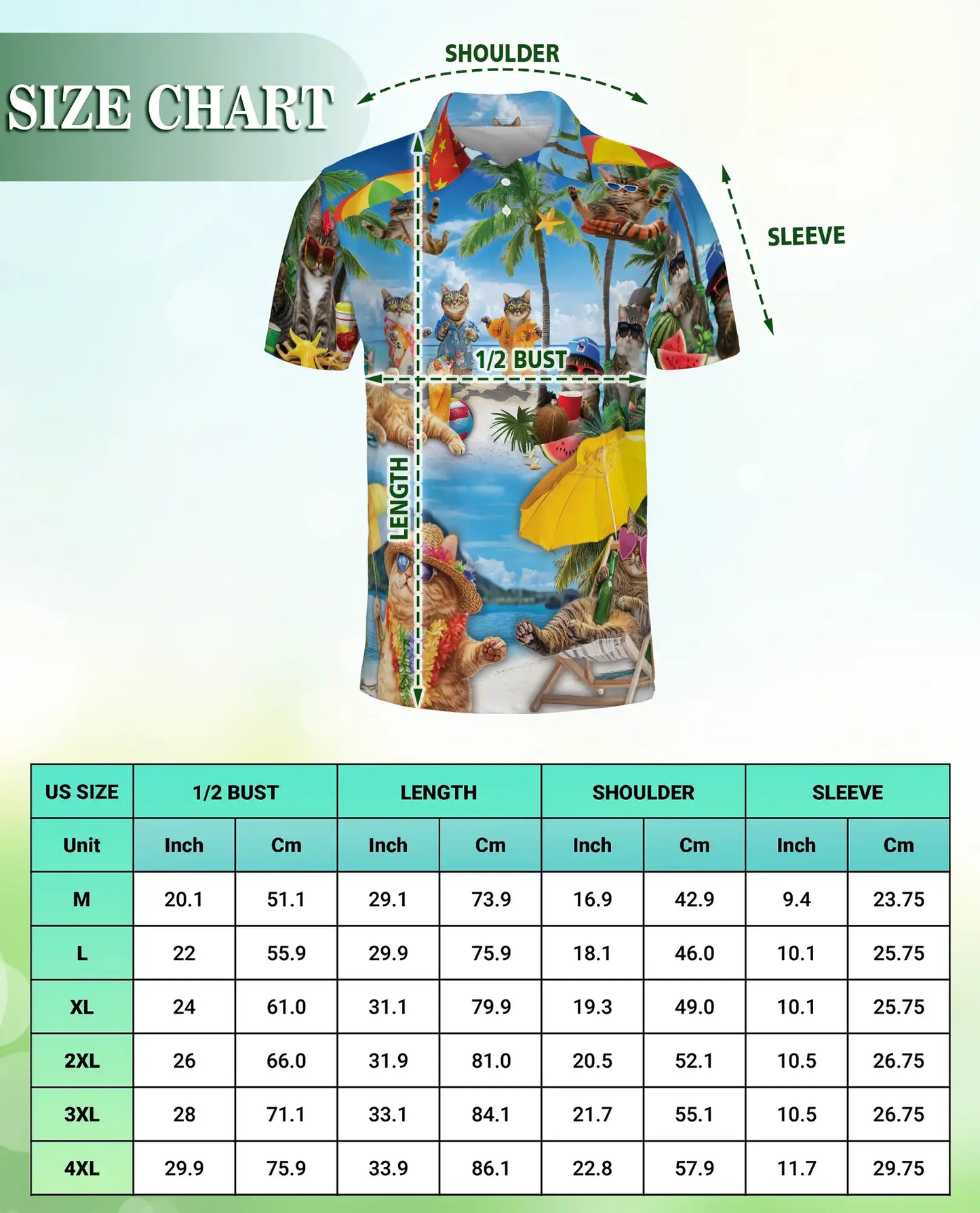 Funny Beach Cats Polo Shirt for Men-Tropical Vacation Summer Shirt | Azhawaiian