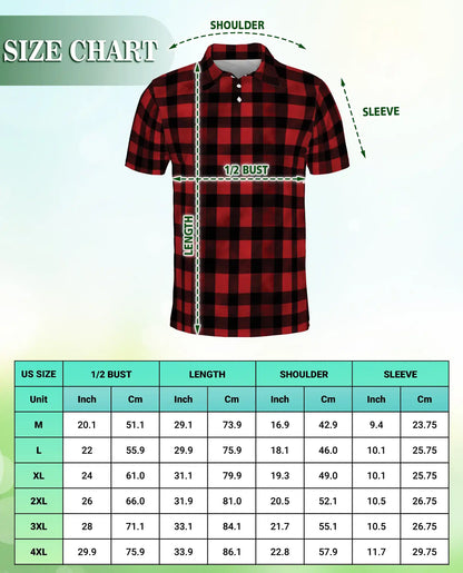 Classic Red Buffalo Plaid 3D Polo Shirt for Men, Rustic Lumberjack Style | Azhawaiian