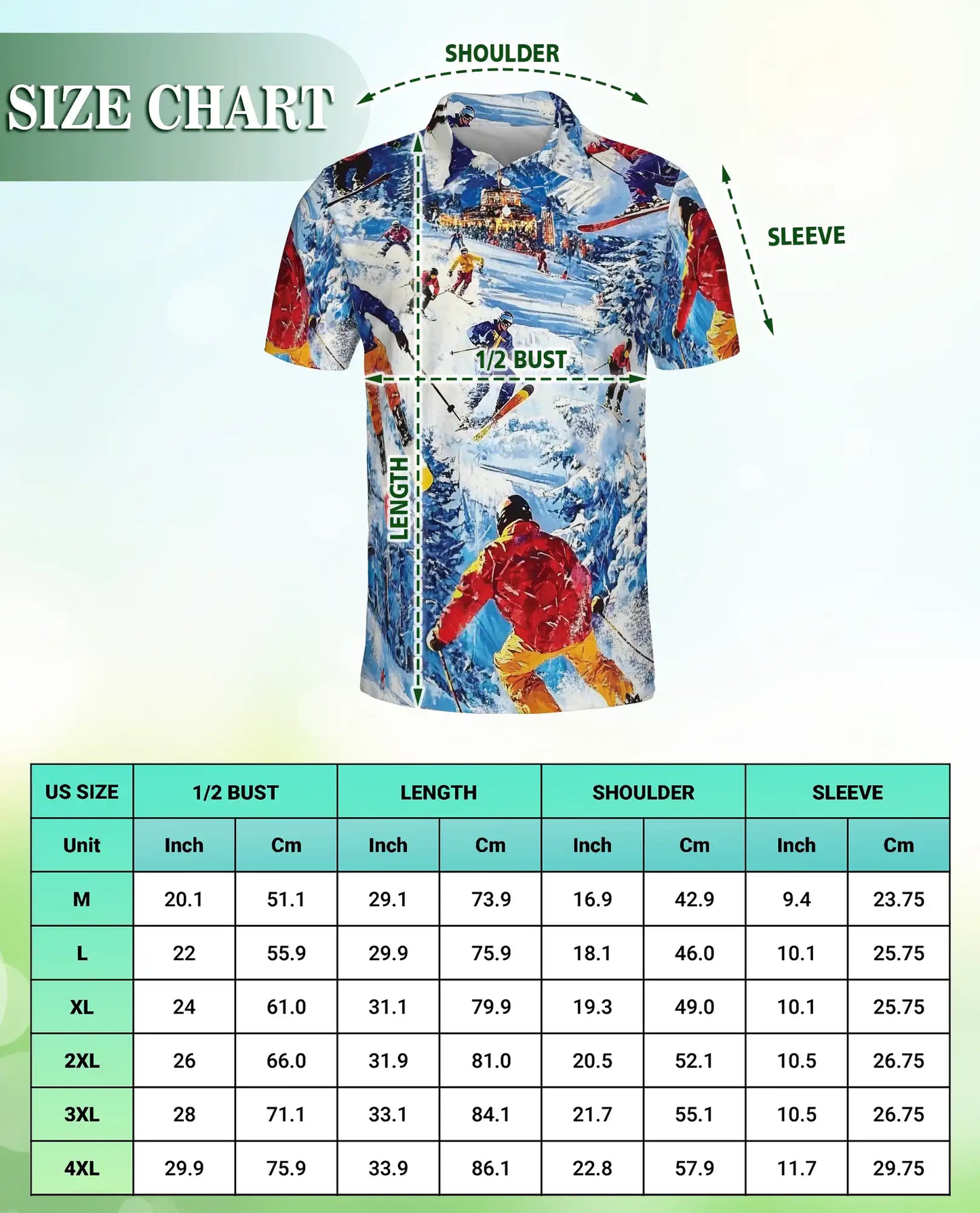 Ski Resort 3D Polo Shirt for Men, Winter Mountain Sports Adventure Style | Azhawaiian
