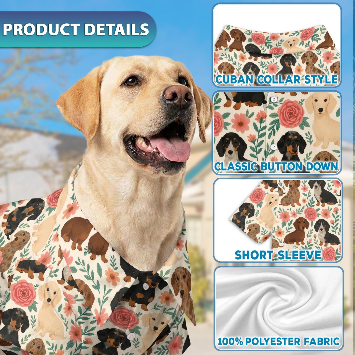 Floral Dachshund Matching Dog Owner Hawaiian Shirts, Funny Pet Aloha Shirt for Beach Vacation - Azhawaiian