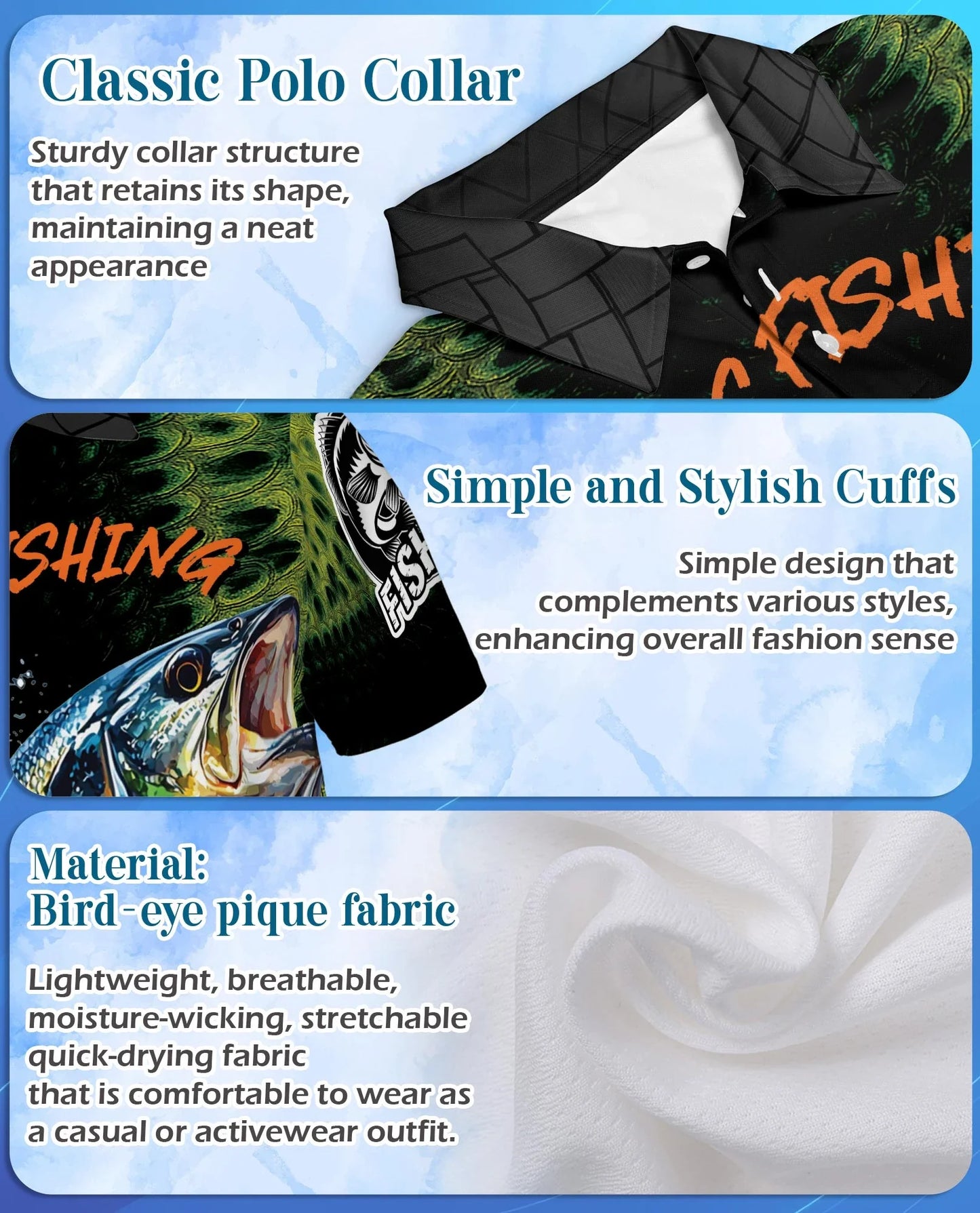 Bass Fishing Green 3D Polo Shirt for Men, Outdoor Angler Style | Azhawaiian