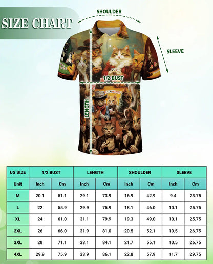 Cowboy Cat Polo Shirt, Playing Cards Western Print | Azhawaiian