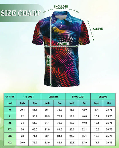 Abstract Dot Wave Polo Shirt, Colorful Modern Style | Azhawaiian