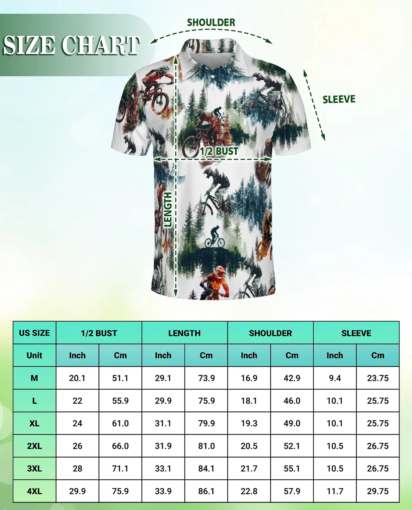 Mountain Bike Forest 3D Polo Shirt for Men, Extreme Cycling Outdoor Style | Azhawaiian
