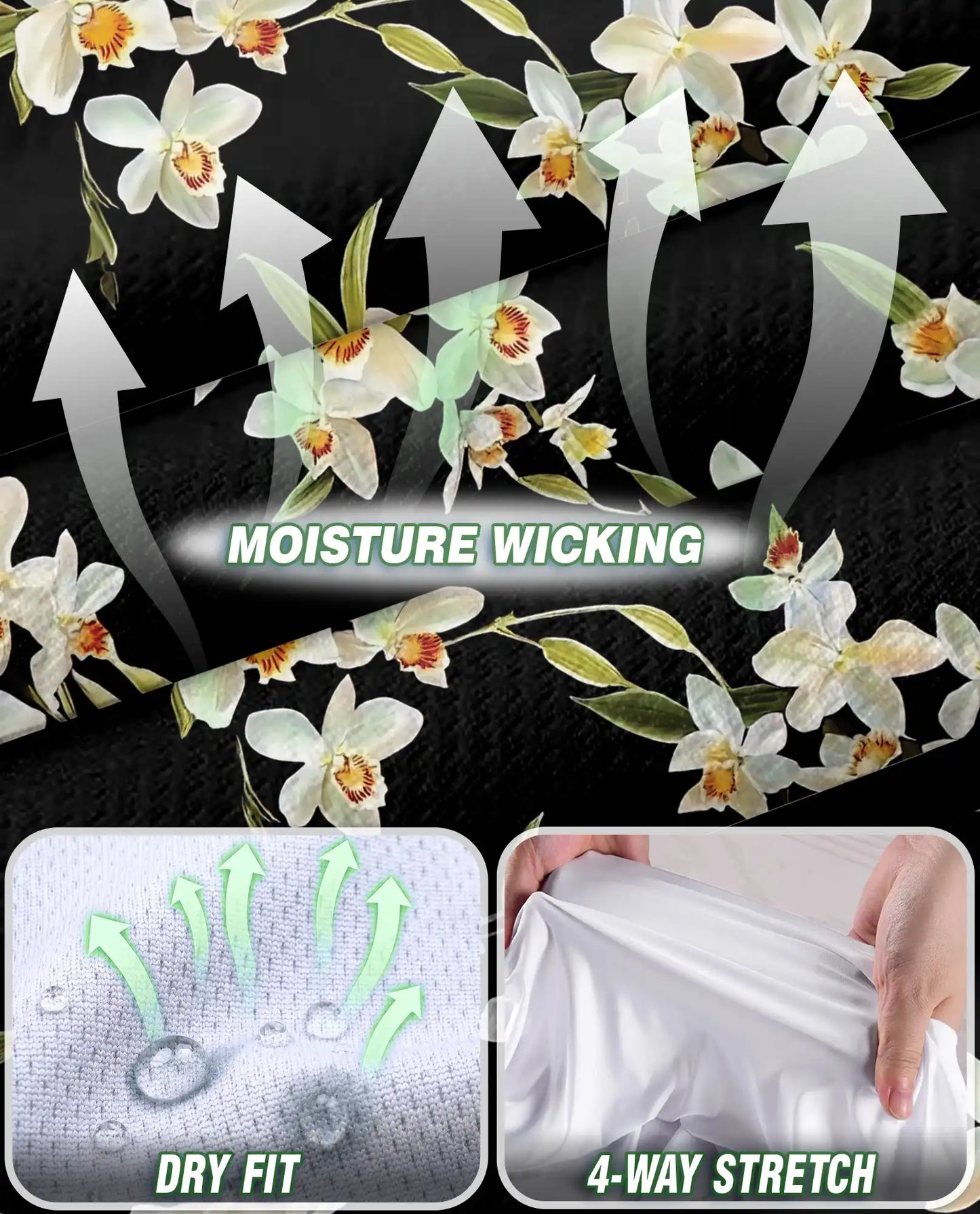 White Orchid Print Sleeveless Polo Shirt for Women, Elegant Floral Style | Azhawaiian