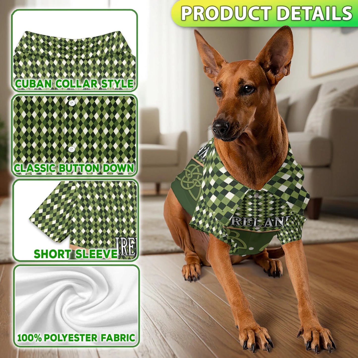 Ireland St Patrick’s Day Matching Dog Owner Hawaiian Shirts, Funny Pet Aloha Shirt for Beach Vacation - Azhawaiian