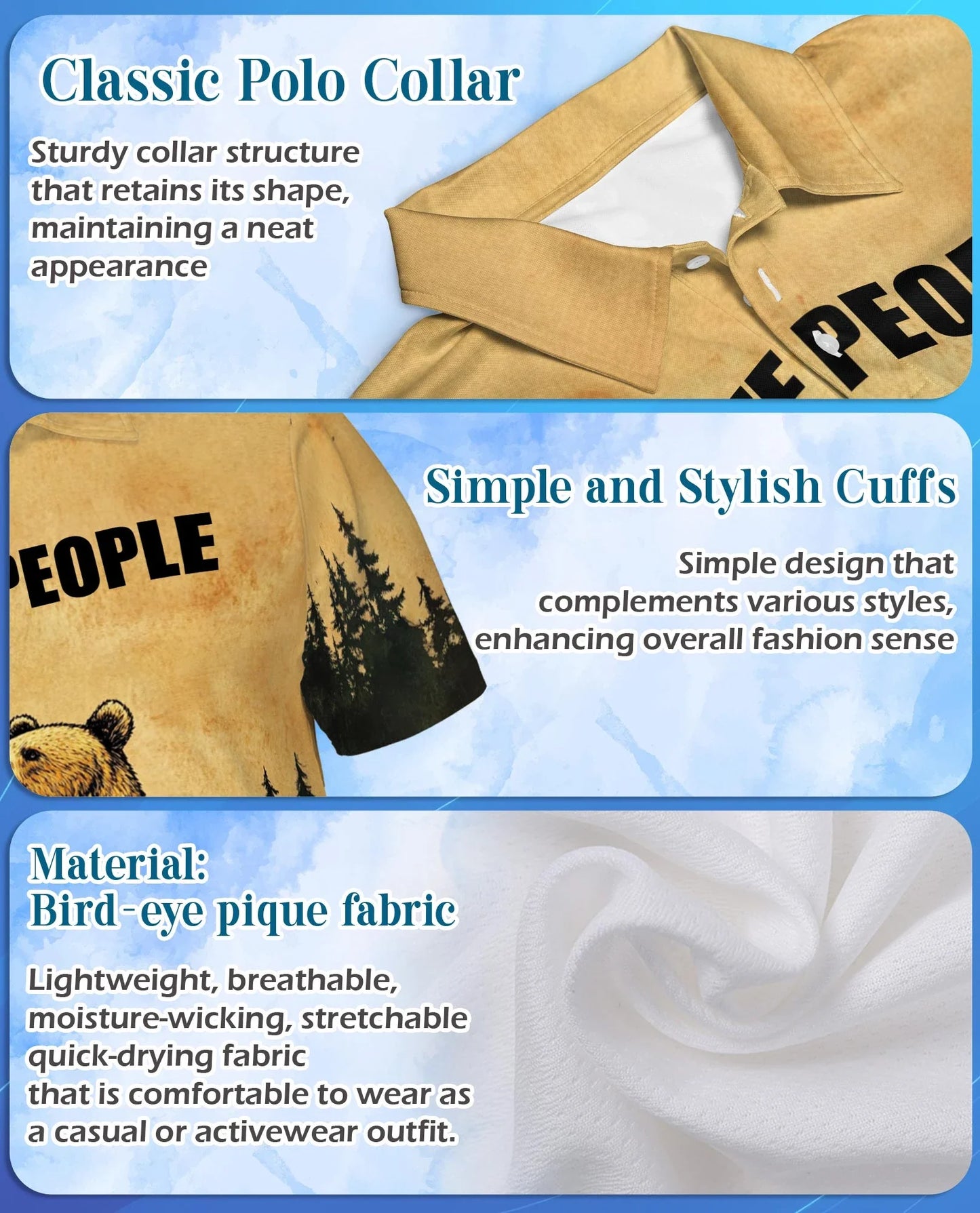 Funny Bear Camping Polo Shirt for Men, Outdoor Beer Lover Style | Azhawaiian