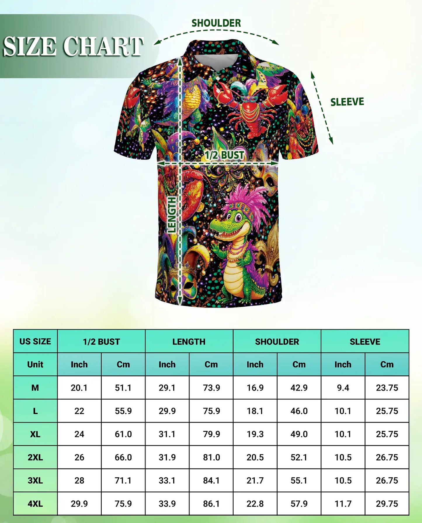 Mardi Gras Alligator 3D Polo Shirt for Men, Carnival Cajun Style | Azhawaiian