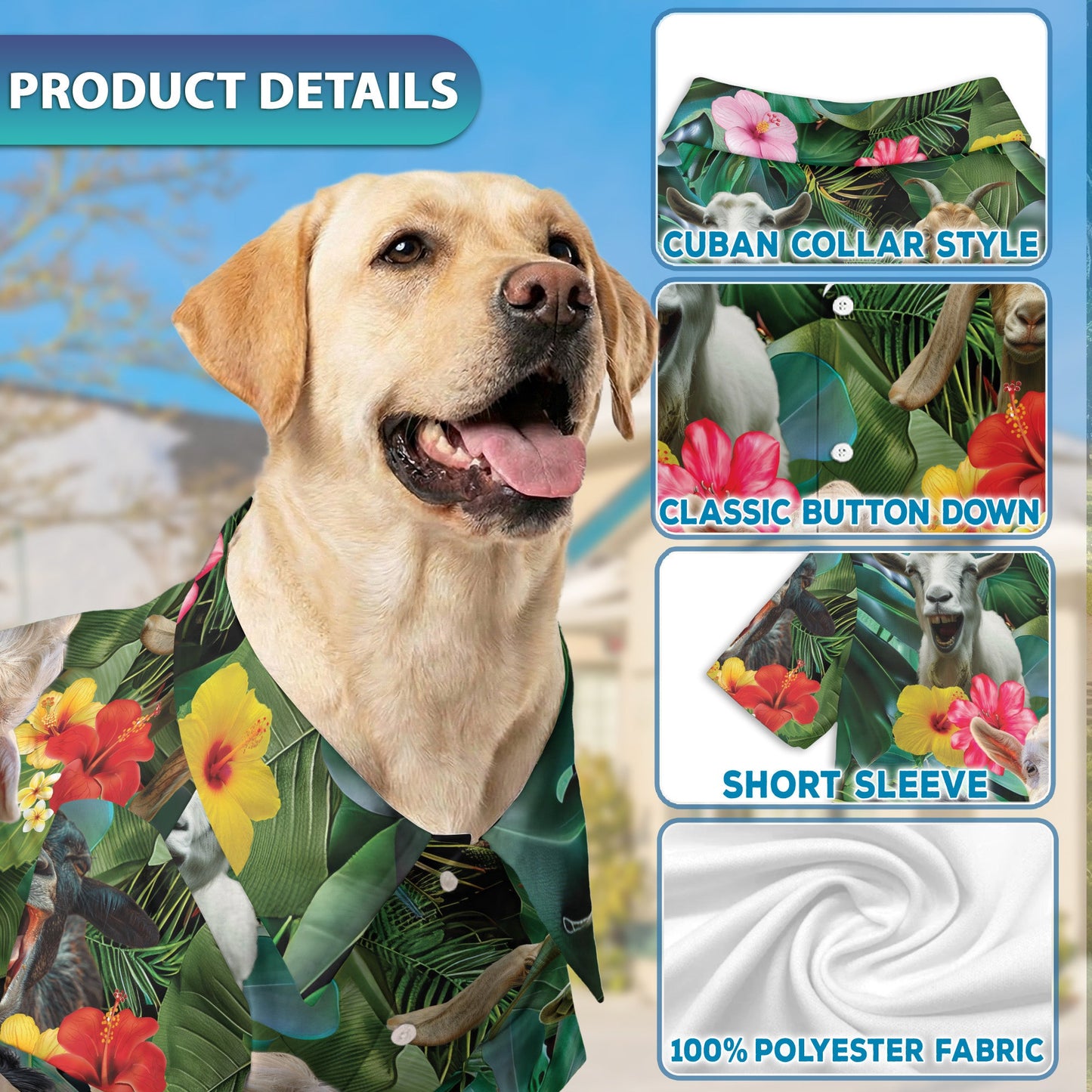 Happy Goat Matching Dog Owner Hawaiian Shirts, Funny Pet Aloha Shirt for Beach Vacation - Azhawaiian