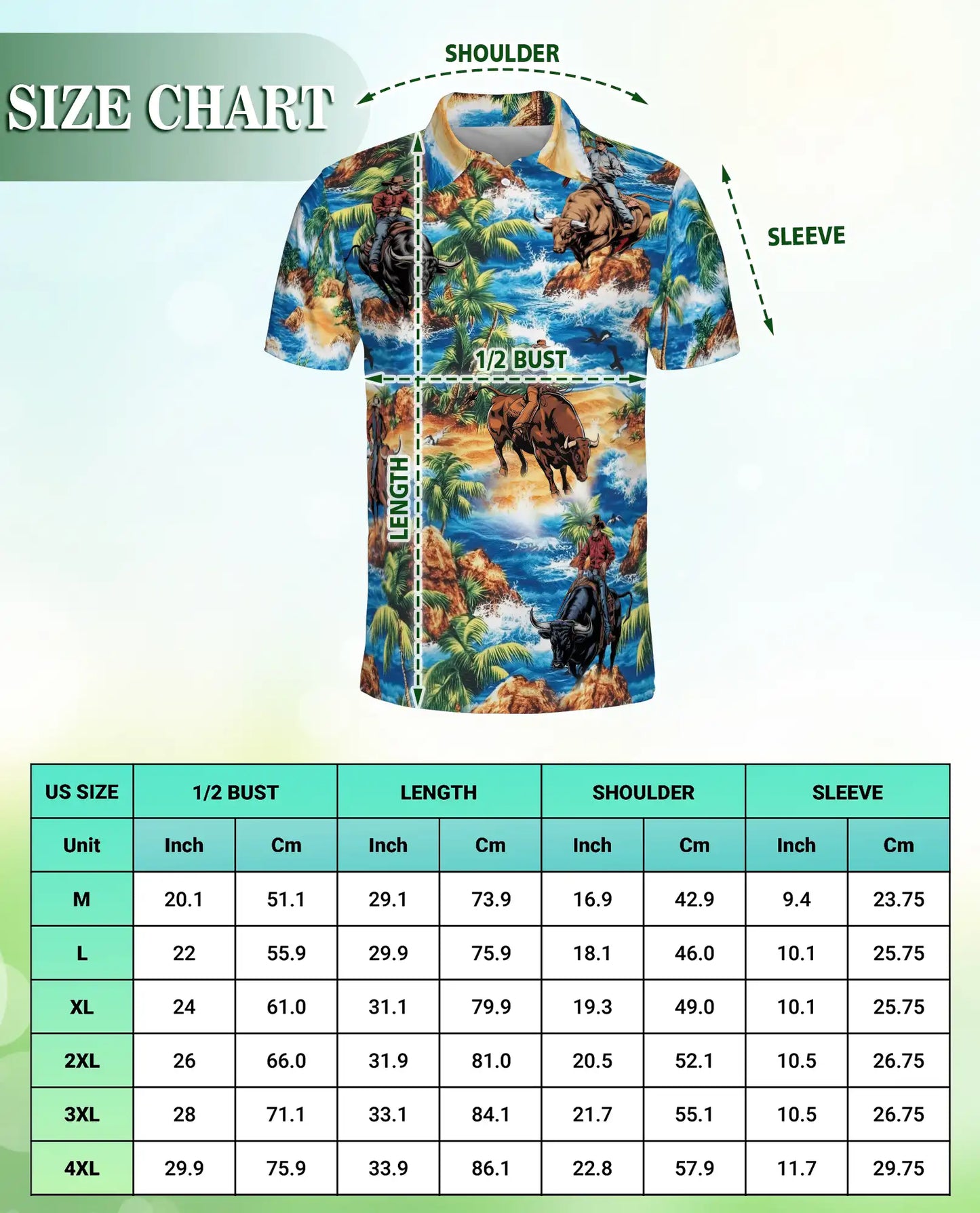 Cowboy Bull Riding 3D Polo Shirt for Men, Tropical Western Rodeo Style | Azhawaiian