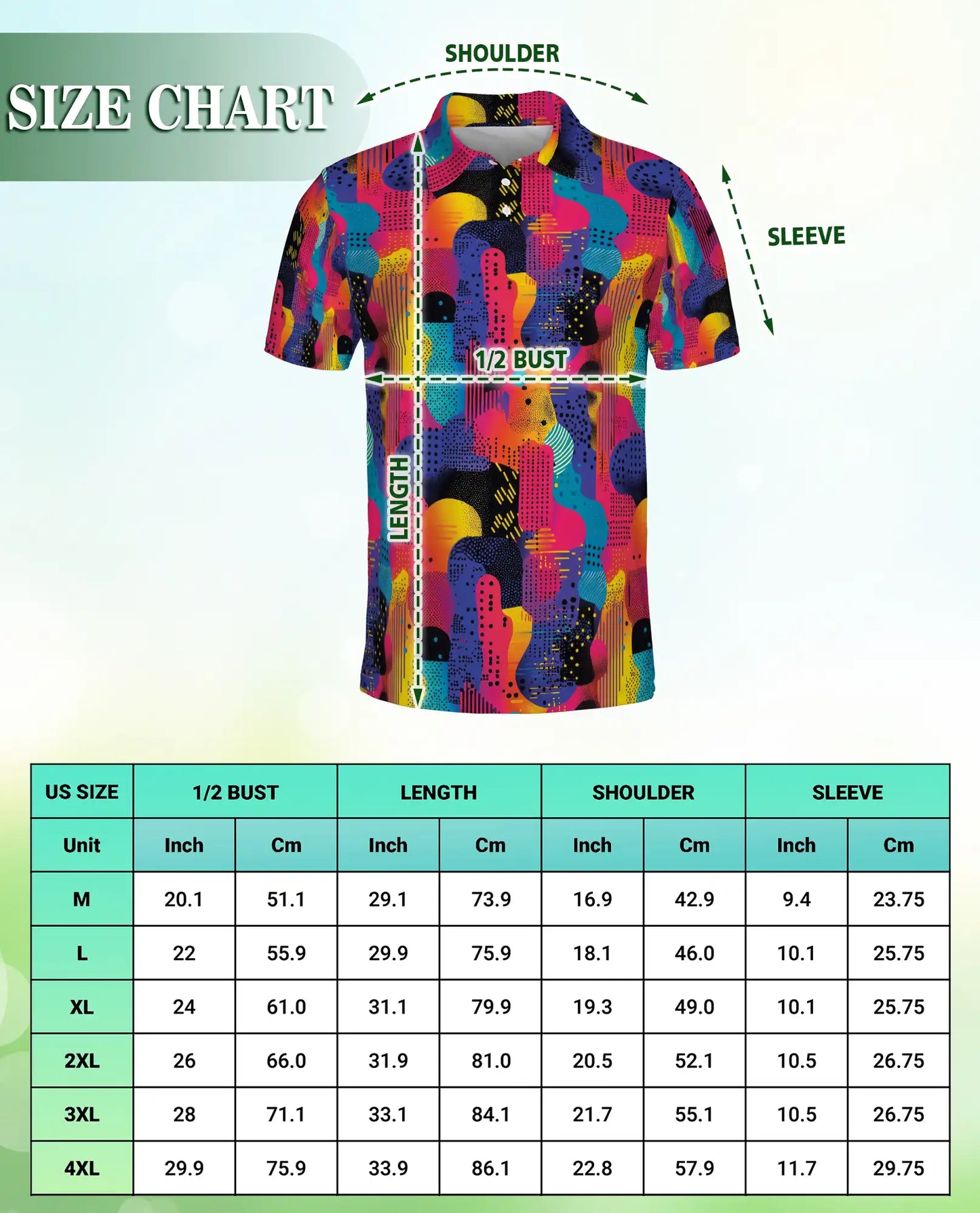 Colorful Abstract 3D Polo Shirt for Men, Retro Geometric Art Style | Azhawaiian