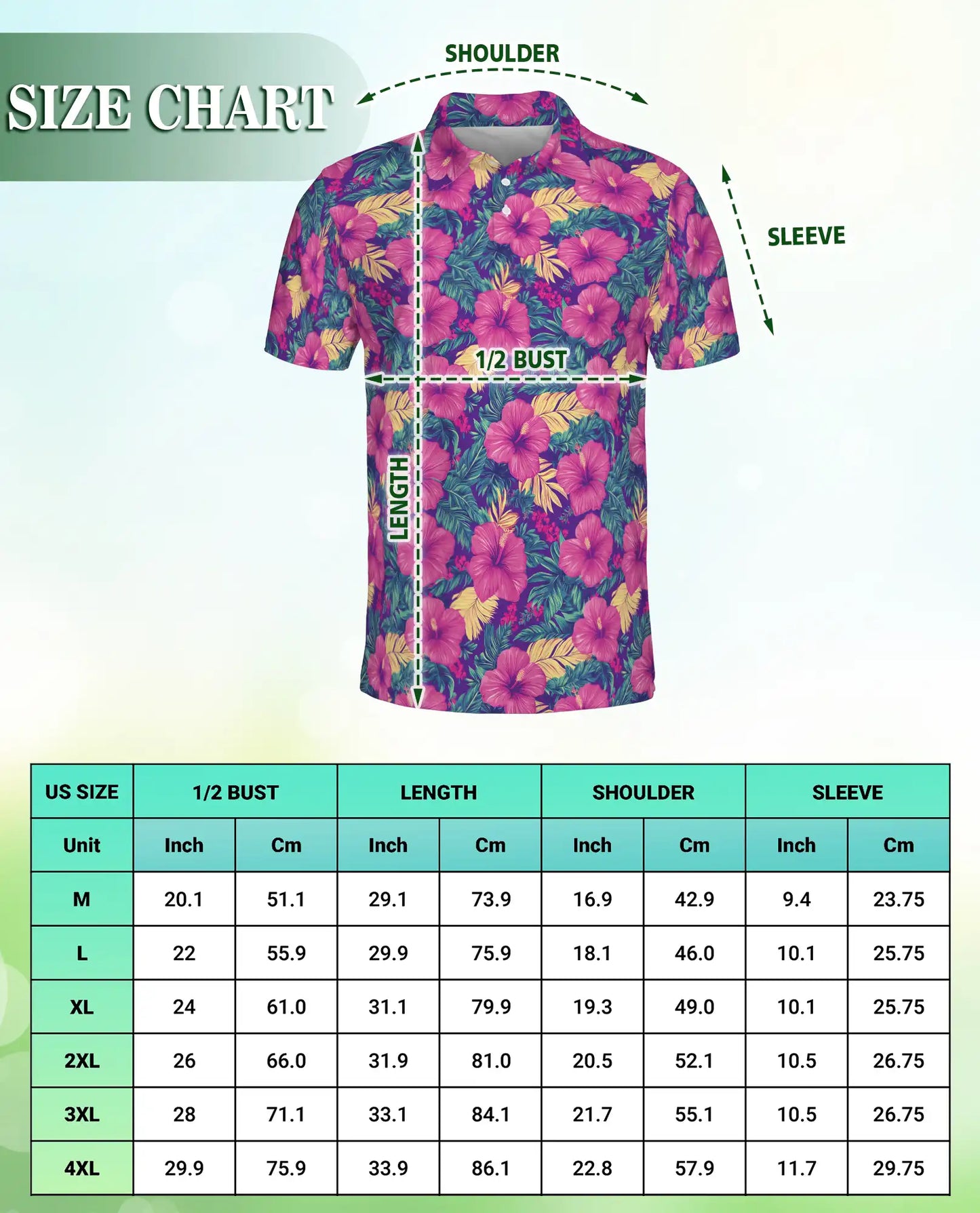 Hibiscus Floral 3D Polo Shirt for Men, Tropical Summer Flower Style | Azhawaiian