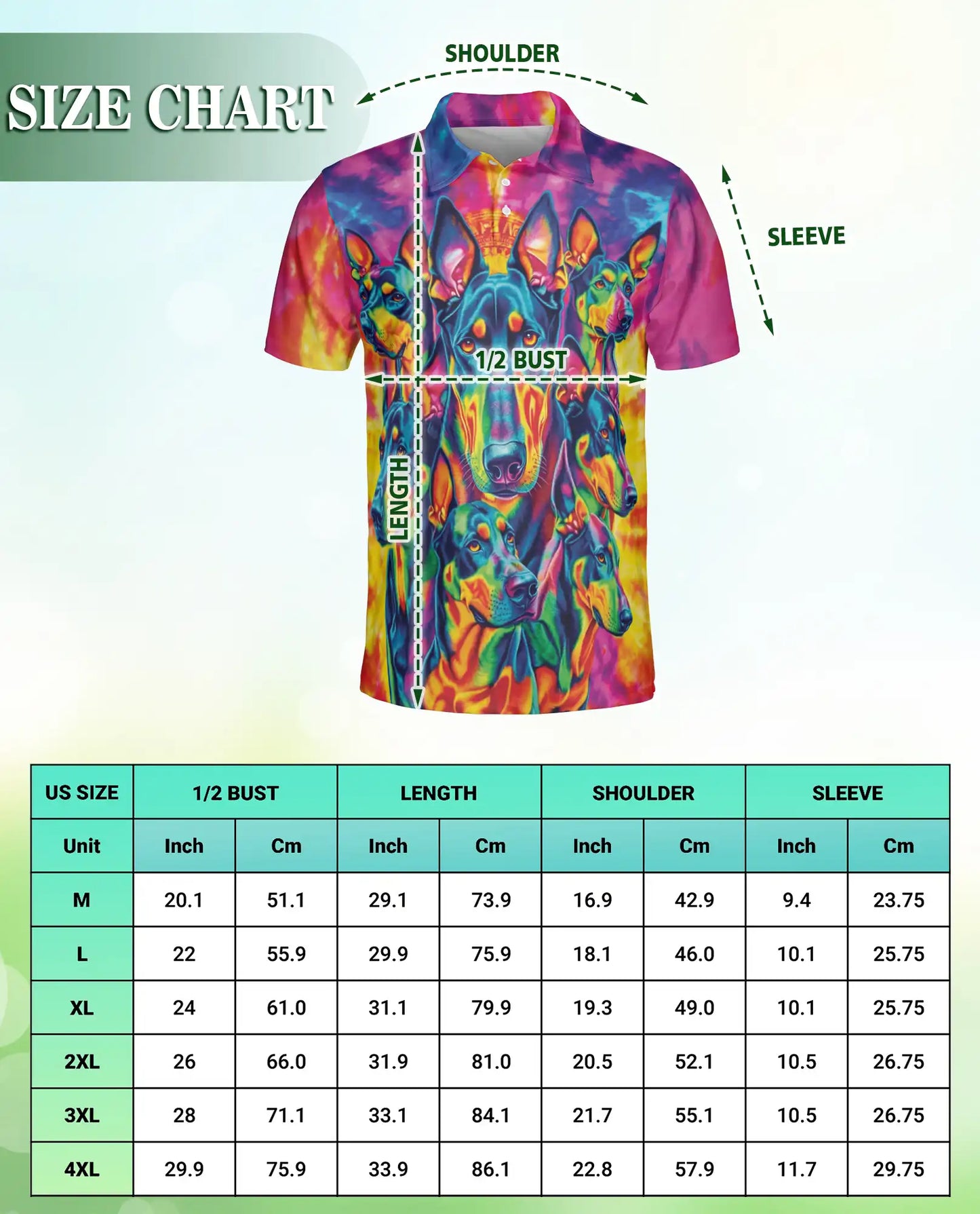 Doberman Neon Polo Shirt, Psychedelic Dog Style | Azhawaiian