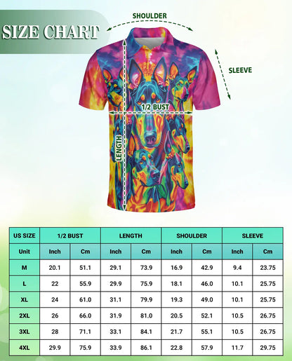 Doberman Neon Polo Shirt, Psychedelic Dog Style | Azhawaiian