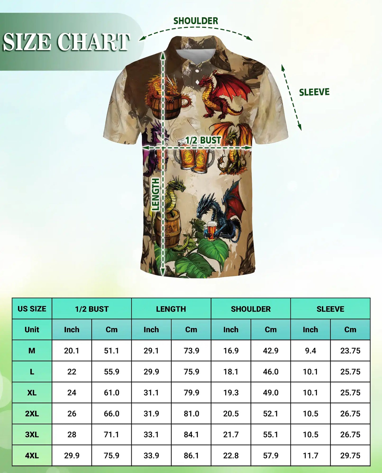 Dragon Beer Fantasy 3D Polo Shirt for Men | Azhawaiian