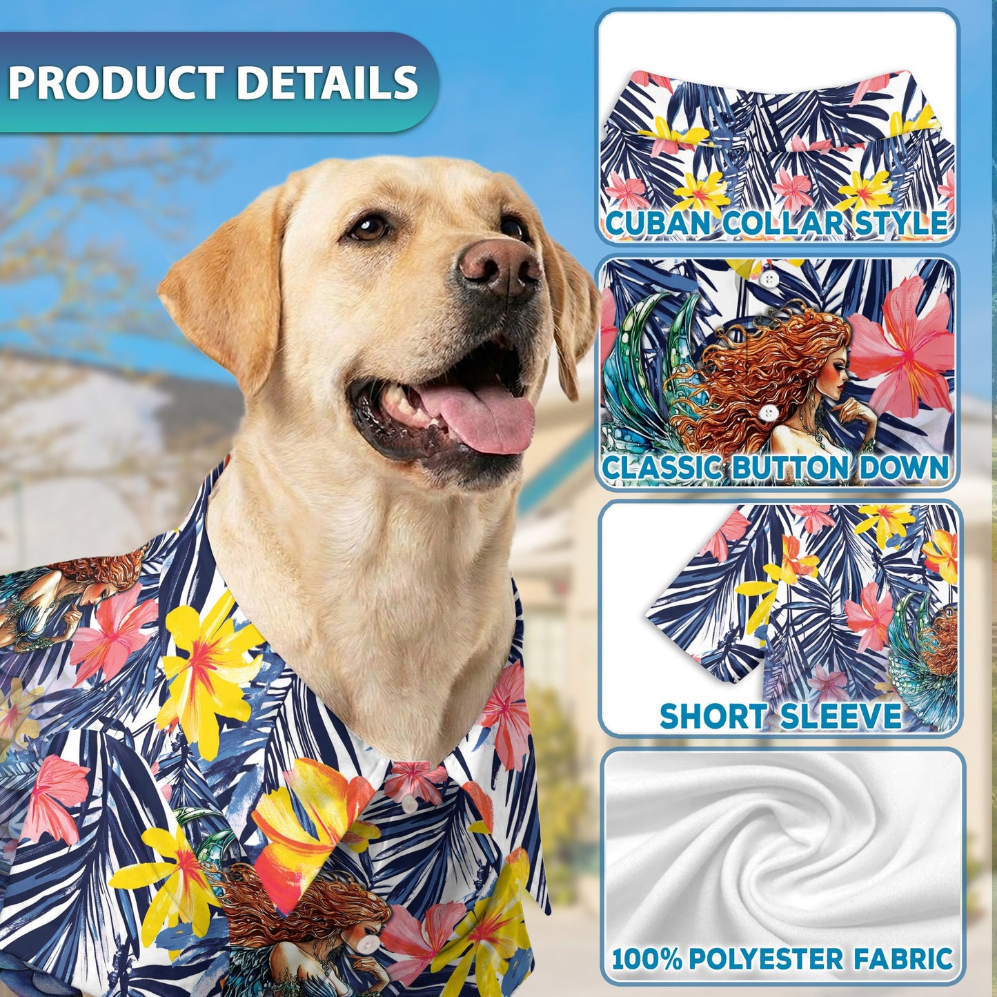 Mermaid Matching Dog Owner Hawaiian Shirts, Funny Pet Aloha Shirt for Beach Vacation - Azhawaiian