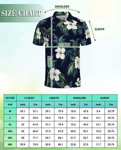 Tropical Hibiscus Palm 3D Polo Shirt for Men, Hawaiian Floral Beach Style | Azhawaiian