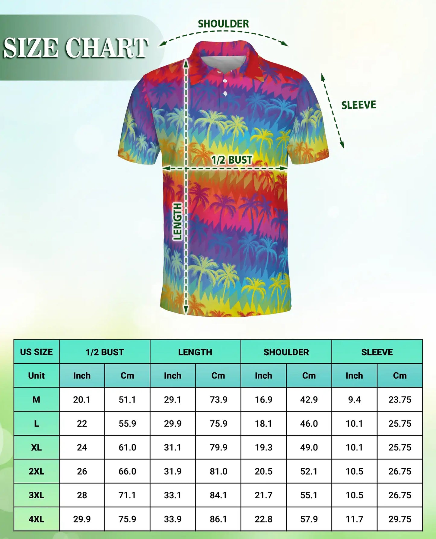 Rainbow Palm Tree Polo Shirt, Tropical Sunset Paradise Print | Azhawaiian