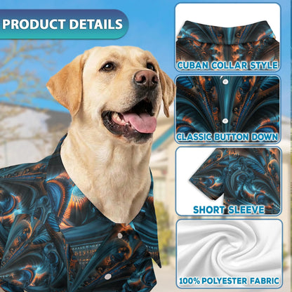 Abstract Fractal Geometric Summer Beach Matching Dog Owner Hawaiian Shirts, Pet Aloha Shirt - Azhawaiian