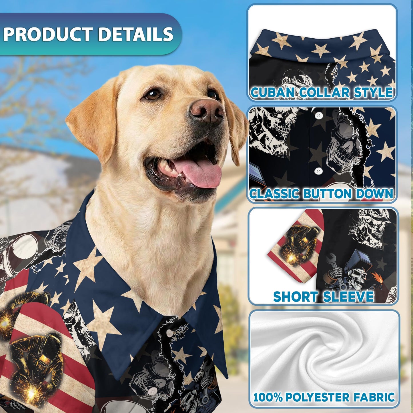 Patriotic Welder Matching Dog Owner Hawaiian Shirts, Funny Pet Aloha Shirt for Beach Vacation - Azhawaiian