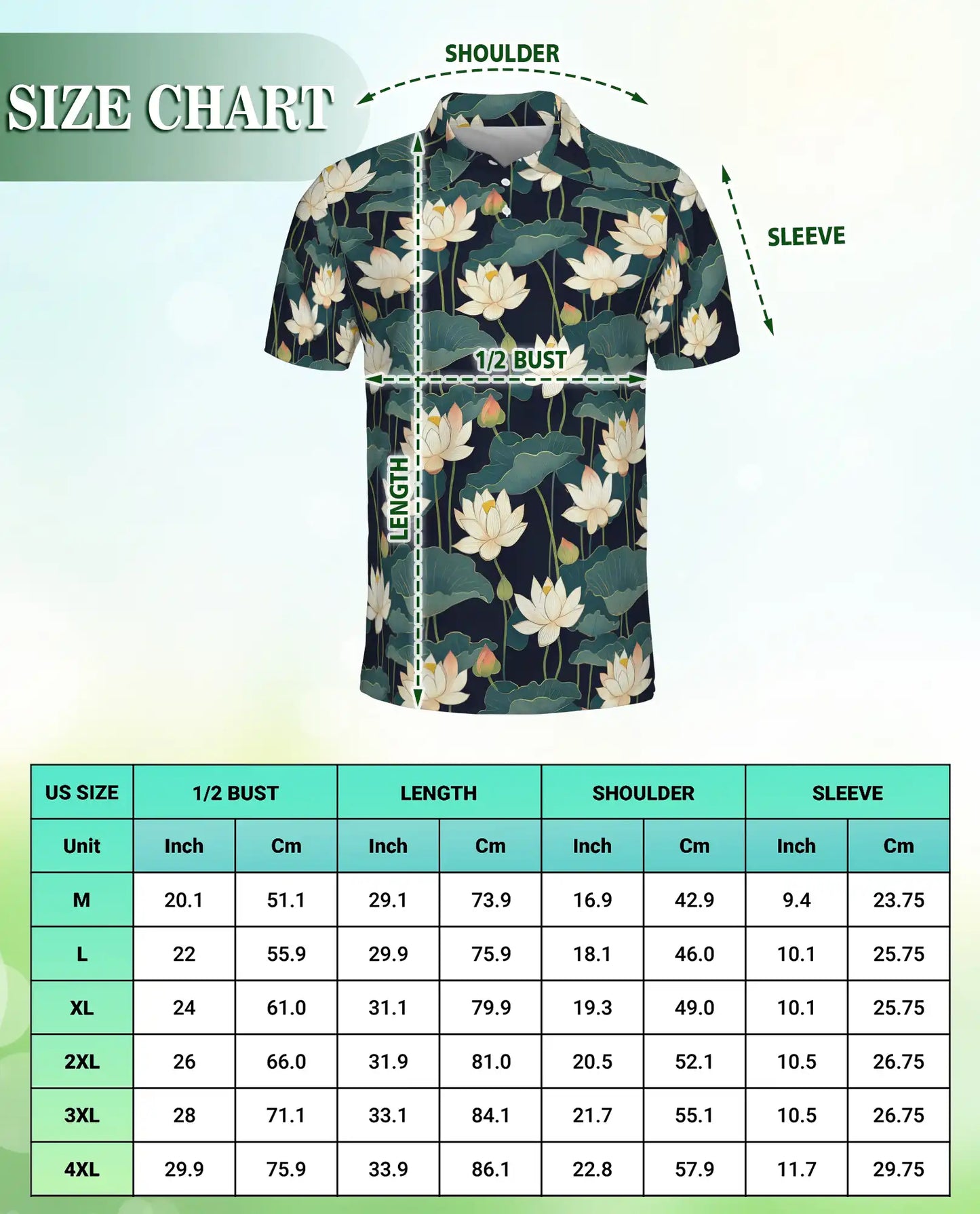 Lotus Flower Polo Shirt, Elegant Botanical Print | Azhawaiian