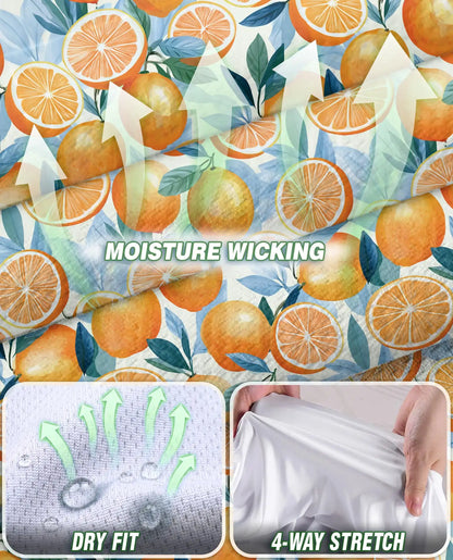 Orange Pattern Sleeveless Polo Shirt for Women