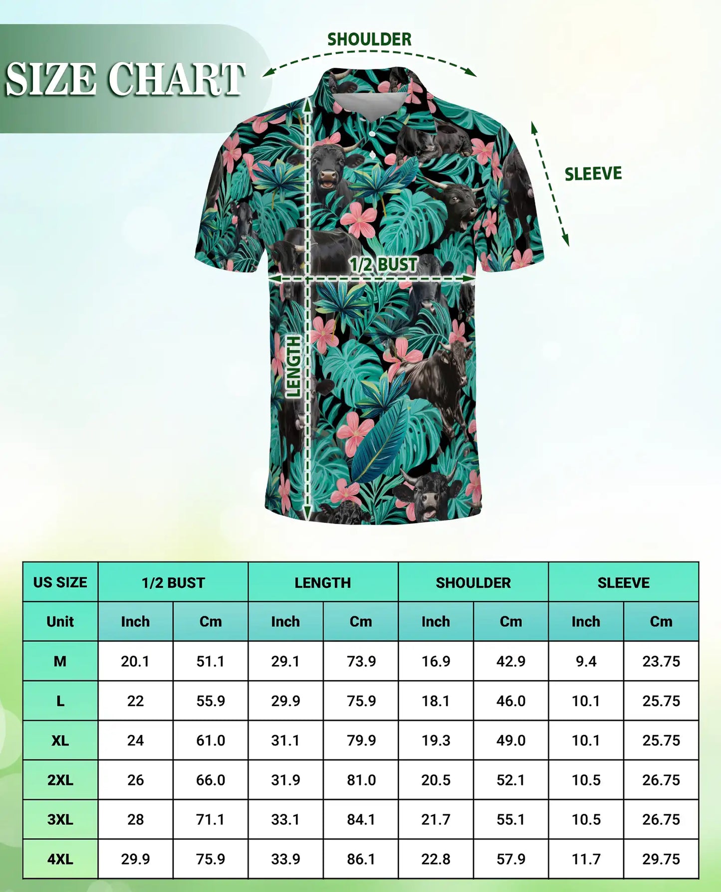 Black Cow Tropical Floral 3D Polo Shirt for Men, Hawaiian Farm Animal Style | Azhawaiian
