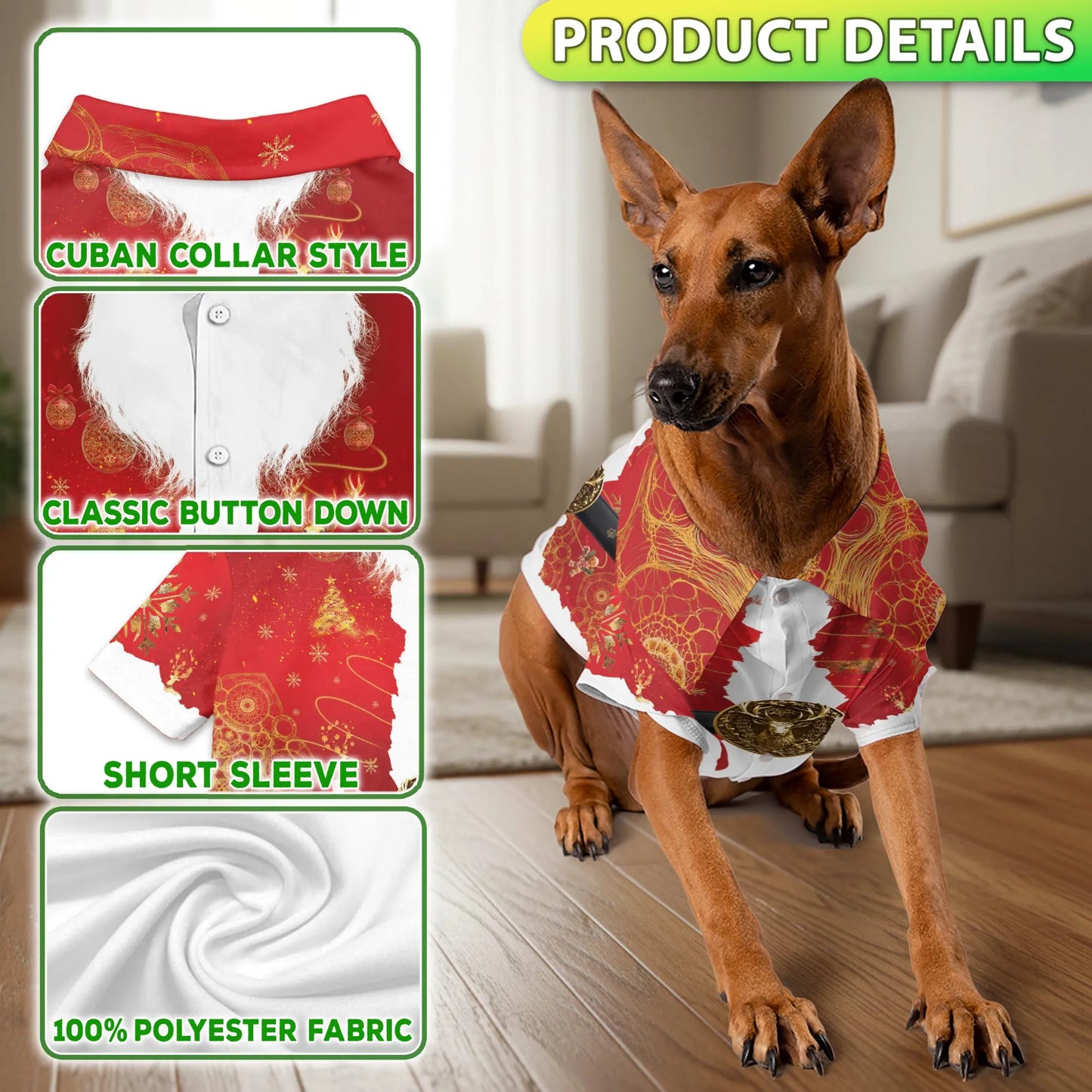 Santa Costume Christmas Print Matching Dog Owner Hawaiian Shirts, Funny Pet Aloha Shirt for Beach Vacation - Azhawaiian